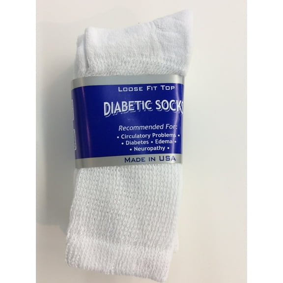 Creswell 3 Pairs Of Mens White Diabetic Crew Socks 10-13 Size