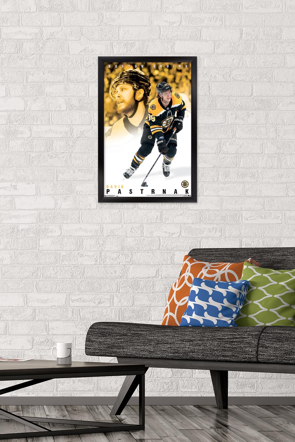 NHL Boston Bruins - David Pastrnák 19 Wall Poster, 14.725" x 22.375" Framed