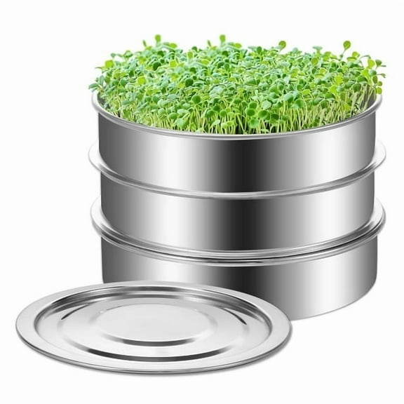 AEVXKHI Sprouts Growing Kit, Stainless Steel Sprouting Kit, Stackable Seed Sprouting Tray, Bean Sprouts Grow Kit, Mesh Sprouting Trays Seed Sprouting Kit for Beans Peas