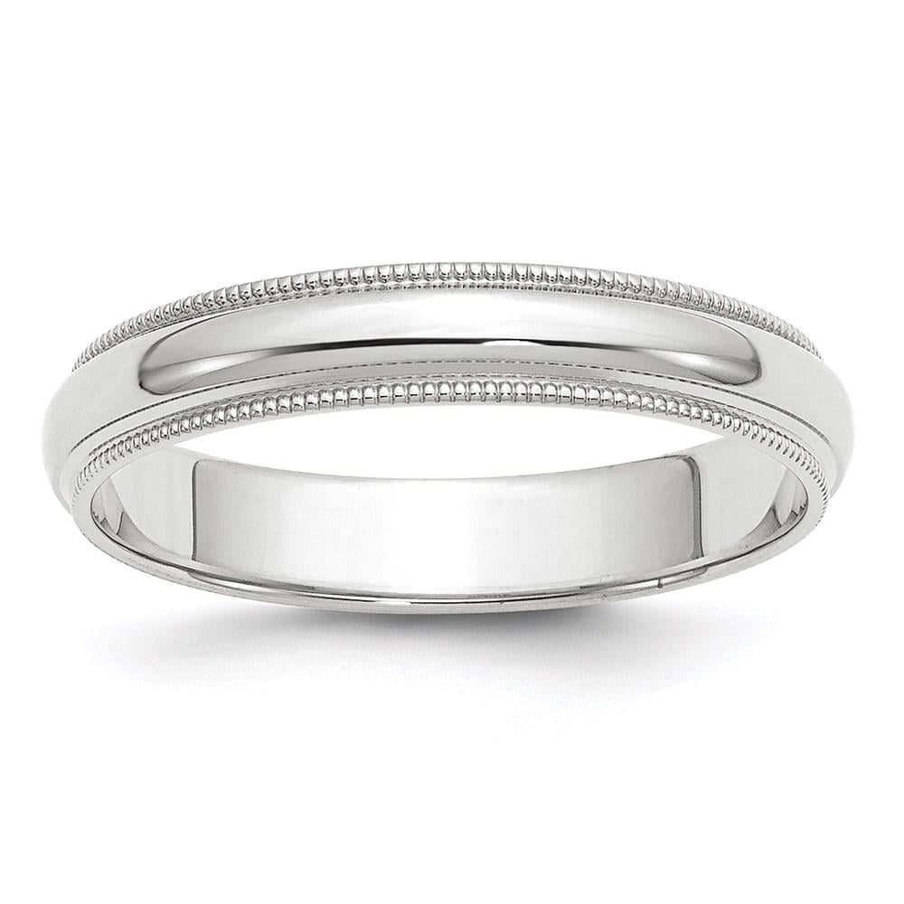 14k Solid White Gold 4mm Round Cut Diamond Milgrain Men's Wedding Band Ring 