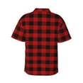 thumbnail image 4 of Red Black Check Plaid Men'S 3d Print Casual Button Down Shirts, Novelty Hawaiian Short Sleeves S, 4 of 8