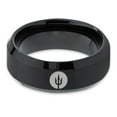 thumbnail image 2 of Tungsten Trident Weapon Spear Band Ring 8mm Men Women Comfort Fit Black Beveled Edge Brushed Polished, 2 of 4