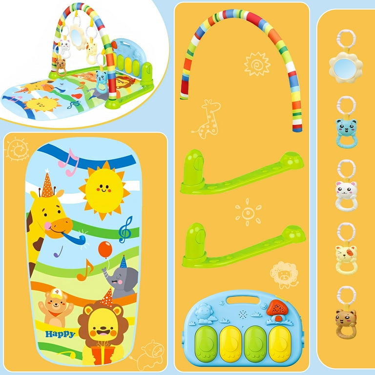 babyeap in Baby Play Gym Mat, Kick and Play Piano with Rattles