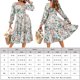 thumbnail image 2 of Vestido Vestido de manga acampanada para mujer Vestido largo de verano con estampado floral y espalda abierta Kuymtek Blanco T M para Mujer, 2 of 8