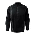 thumbnail image 3 of Long Sleeve Shirts for Men, Men's Button Down Long Sleeve Shirts Shirts Beach Casual Regular Fit Band Collar Shirts Men, 3 of 7