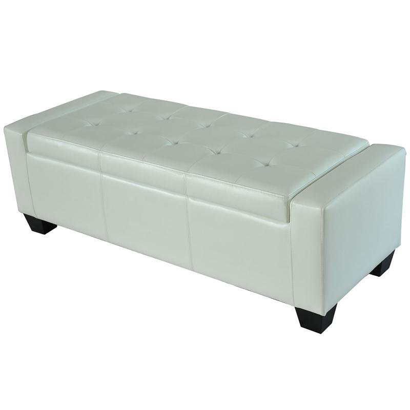 Unique Large 51” Tufted Faux Leather Storage Bench Ottoman Couch