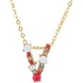 thumbnail image 1 of Collier Pendentif Alphabet Multicolore Micro Pavé Zircon Initiale Lettres Collier Couple Bijoux (V), 1 of 1
