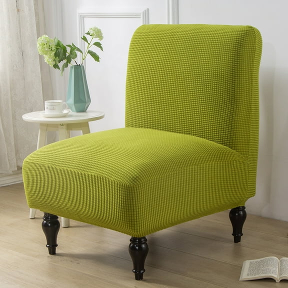 Namzi Armchair Slipcovers 1 Piece Elastic Knitted Chair Cover, Armless Chair Cover, Slipper Chair Cover, Furniture Protector Cover for Living Room Decorative Cover,Green