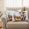thumbnail image 2 of Funny Cow Fall Outdoor Waterproof Pillow Covers, Thanksgiving Pumpkin Bathtub Auqa Gradient Decorative Rectangle Throw Pillowcase Sofa Cushion Sham for Patio/Couch/Chair, 20"x12" 2 Pack, 2 of 8