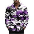thumbnail image 2 of Limited Time Discount LEBONYARD Henley Sweatshirts for Men Long Sleeve,Men's Fashionable Camouflage Print Casual Long Sleeve Turndown Collar Blouse Shirt Camouflage S, 2 of 5