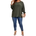 thumbnail image 4 of Agnes Orinda Women's Plus Size Chiffon Tops Batwing Ruffle Long Sleeve Casual Loose Shirts Blouses 3X Army Green, 4 of 7