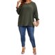 thumbnail image 4 of Blusas de chiffon de talla grande para mujer Agnes Orinda, con mangas largas de murciélago y volantes, camisetas sueltas y casuales, 1X verde militar, 4 of 7