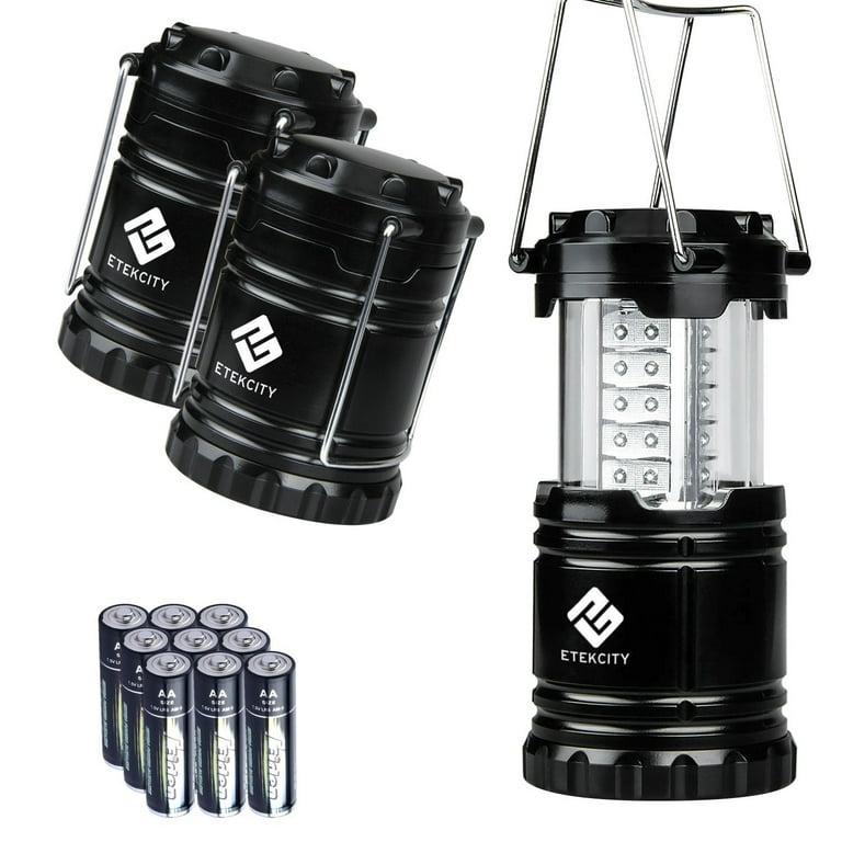 Etekcity Ultra Bright Portable LED Camping Lantern with 3 AA Batteries  (Black Collapsible) 
