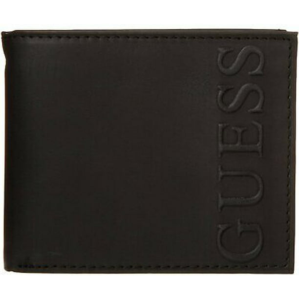 GUESS - Men's Guess Embossed Logo Lettering Smooth Leather Slim ...