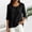 Black, variant on Casual Summer&nbsp;Tops Blouses Solid Round Neckline Tab Loose 3/4 Sleeve Office Wear Army Green