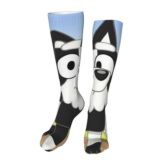 Lsque Bluey Print Women's Men's Novelty 20in Crew Socks Cotton Socks Knee High Socks for Walking,Running,Nurses,Pregnancy