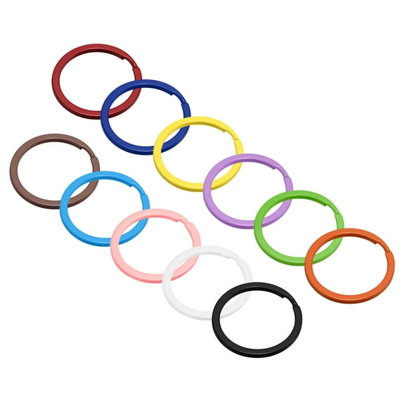 Uxcell Split Keychain Rings, 30mm Round Flat Key Holder for Keys Organization, Decoration, Carbon Steel, Set of 11 Colors
