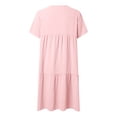 thumbnail image 5 of Kcodviy Robe Femme Décontractée Unie Robes Décontractées pour Femmes Couleur Manches Courtes V Grande Taille Robes Décontractées Col Couture Robe Ample, 5 of 5