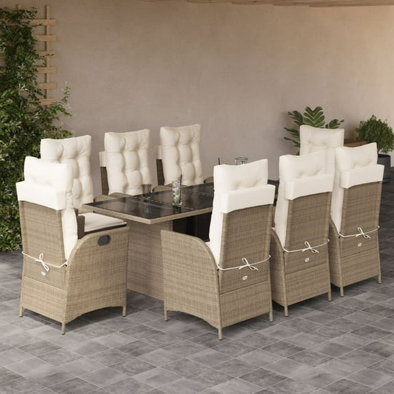 vidaXL Garden Dining Set Beige, Cream white