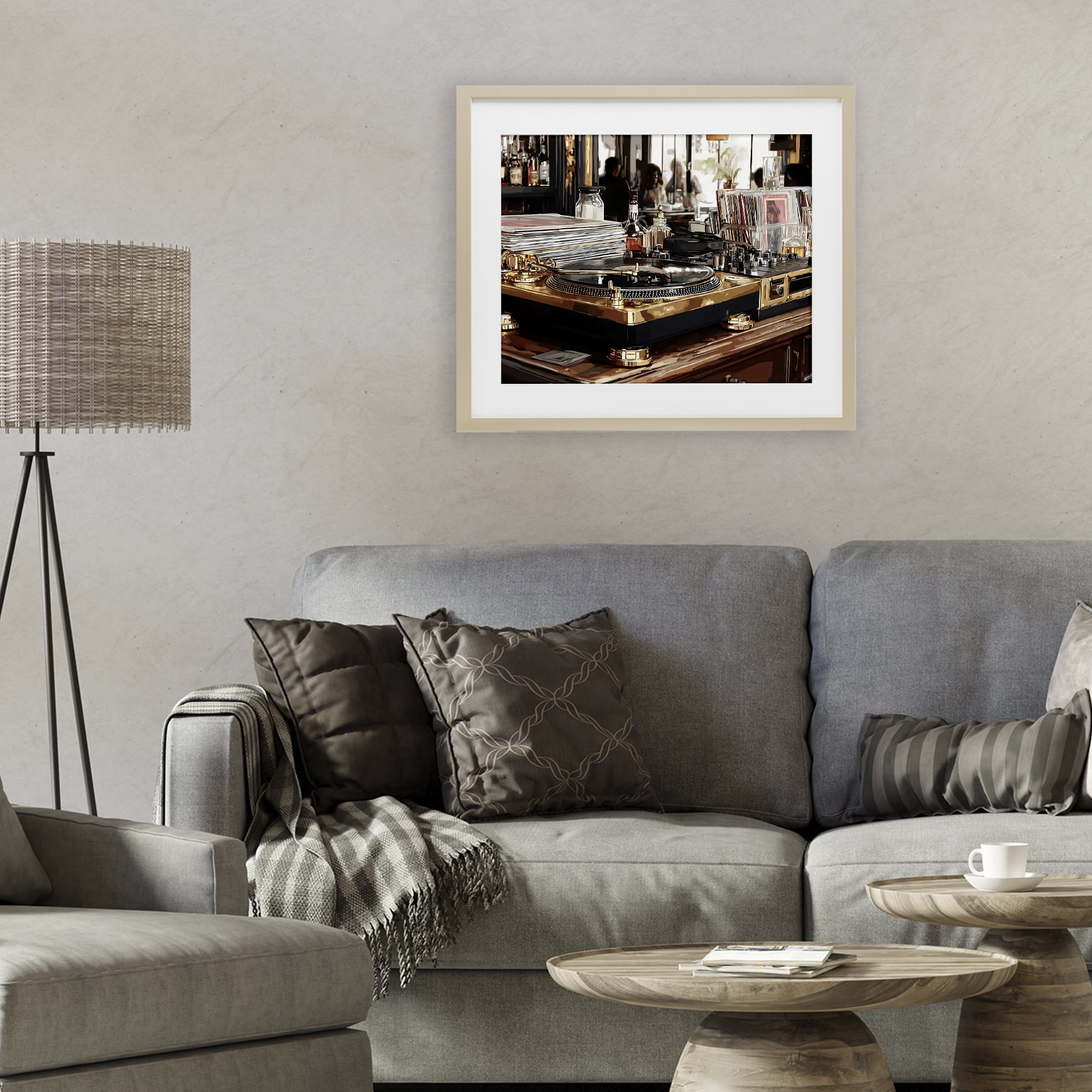 Stupell Industries Work Place Vintage Gold Turntable Birch Framed Print Under Glass, design by Franklyn Gregory