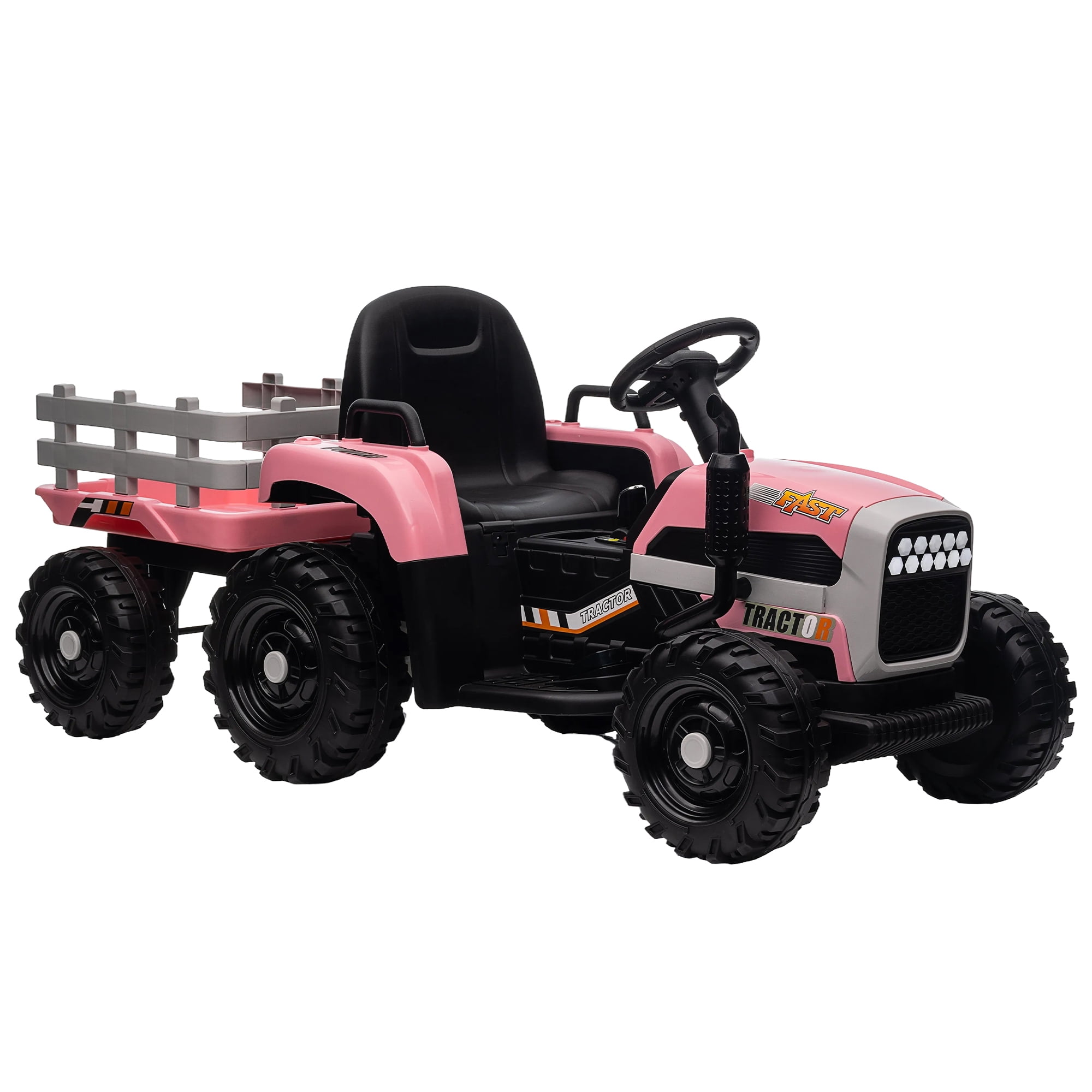 Resenkos Electric Tractor, 12V Battery Powered Electric Tractor Toy with Remote Control, 3-Gear-Shift, Red