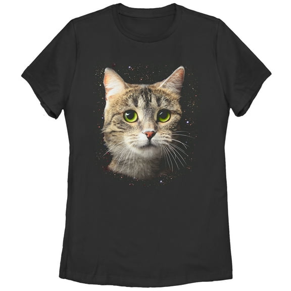 Women's Lost Gods Cat in Space Graphic Tee Black Medium