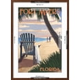 thumbnail image 5 of Art.com Fort Myers, Florida - Adirondack Chair on the Beach Art Print by Lantern Press, Brown Frame Wall Art, 21" x 29", 5 of 5
