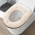 thumbnail image 5 of Soft Toilet Seat Cover, Cute Peach Pattern, Plush & Thick Fabric Toilet Seat Warmer for Round & Elongated Toilet Seats - Reusable, Easy-Install (White), 5 of 6