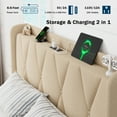 thumbnail image 2 of Einhomn Queen Size Bed Frame with 4 Storage Drawers,Upholstered Platform Bed Frame with Storage & Charging Headboard,No Box Spring Required,Easy Assembly,Beige, 2 of 8
