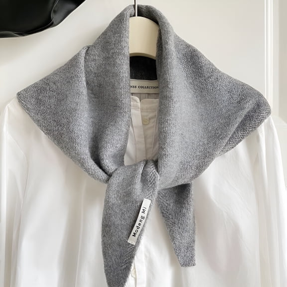 TELOLY Wool Knitted Triangular Scarf Warm Shawl New Triangle Knit Scarves Winter