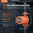 thumbnail image 2 of VEVOR 009-BF5-J Hot Water Recirculating Pump, 110V, 180W 17 GPM Hot Water Circulation Pump, 3/4" NPT Flange 3-Speed Circulator Pump, Quiet Operation Circulator Pump for Home Water Heater System, 2 of 9