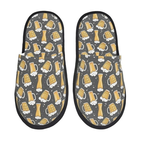 Balery Beer2 Slient Indoor Furry Fleece Comfort House Shoes Soft Non-Slip Home Shoes Cotton slippers House Slippers-- Medium