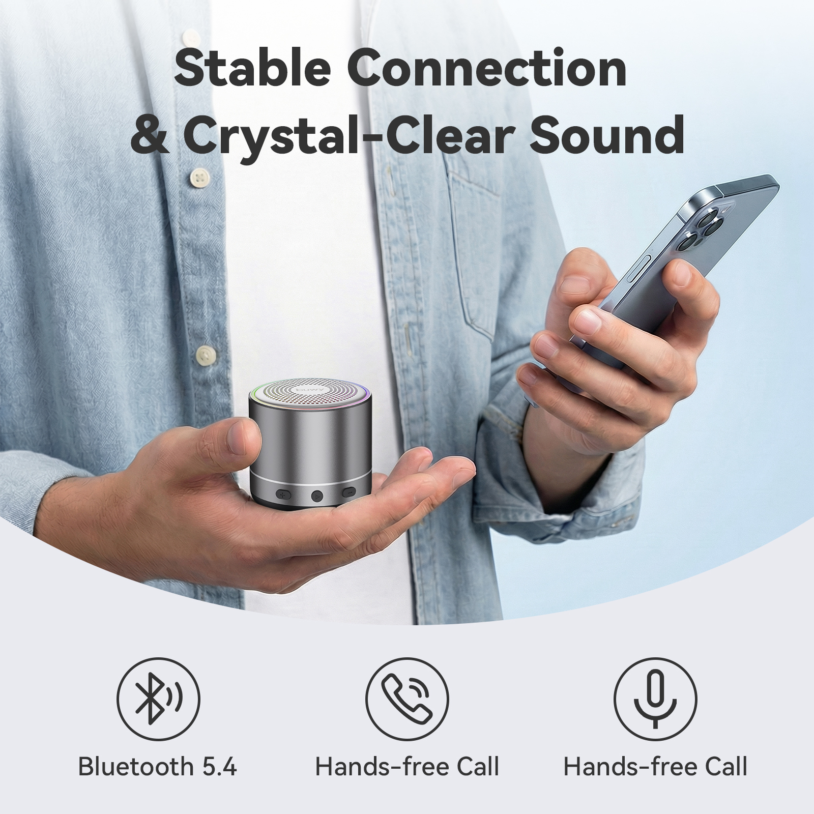 Cillso Mini Portable Bluetooth Speaker with RGB Lights, IP68 photo 4