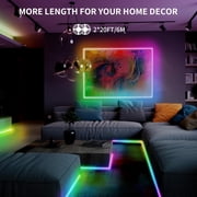 20FT LED Strip Lights COB Smart IC, 24V RGB LED Lights for Bedroom with RF Remote Smart App Button Controller Music Sync Color Changing Strip Lights for Game Room Kitchen Cabinet Lighting