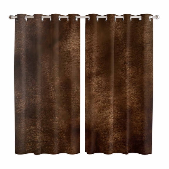 Curtains 84 Inches Long 2 Panels, Retro Wooden Board Grommets Window Treatment Curtain, Western Country Farmhouse Brown Wood Thermal Curtains Drapes for Living Room/Bathroom