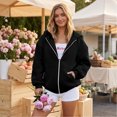 thumbnail image 2 of Women's Hooded Zip Up Sweatshirt Fleece Jacket Casual Long Sleeve Pullover Hoodie Coat Outerwear Winter Fall Fashion Loose Fit Full Zipper Pocket Tops, 2 of 5