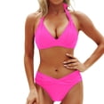 thumbnail image 2 of JoveMarine Women's Solid Color Bikini Set Elegant Two-Piece Swimsuit with Removable Padded Cups & Wire-Free Bra High-Waisted Bottoms for Summer Beach Vacation Pool Party Hot Pink 2XL, 2 of 4
