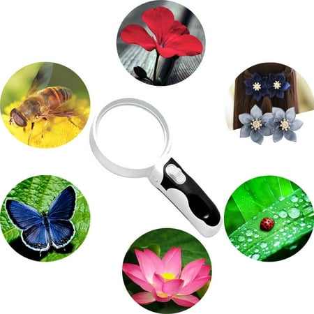 LED Magnifying Glass 10X + 5X Illuminated 2 Lens Best Magnifier Set With