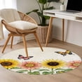 thumbnail image 5 of Area Rug 36in, Pastoral Sunflower Butterfly Floor Carpet Living Room Rug, Vintage Plant Non-Slip Welcome Mat Indoor Rugs for Bedroom Dining Room, 5 of 9