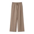 thumbnail image 7 of Miluxas Wide Leg Pants for Women Flowy Drawstring Elastic Waist Trousers with Pockets Summer Beach Vacation Clothes Khaki, 7 of 7