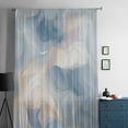 thumbnail image 5 of Blue Ombre Semi Sheer Curtains Drapes for Living Room, Bedroom, French Doors Window 84 Inches Long, Modern Geometric Yellow Lines Abstract Art Rod Pocket Chiffon Curtain Drapery Voile Drape Panel, 5 of 6