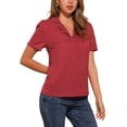 thumbnail image 4 of INSPIRAR CHIC Blusas de V Cuello para Mujeres Elegante Casual Estampado de Cereza con Solapa Notch Verano de Manga Corta M Rojo, 4 of 6