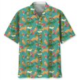 thumbnail image 3 of Camisa hawaiana con estampado de perro y mascotas lindas para hombres y mujeres, camisas de verano con estampado de animales en 3D, blusa holgada con botones y solapa de manga corta, 3 of 5