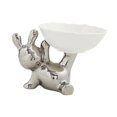 thumbnail image 2 of Estatua de conejo con bandeja, escultura decorativa, adorno artesanal, bonita decoración para el hogar. Plata, 2 of 9