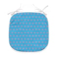 thumbnail image 1 of Blue and Pink Dining Chair Pad, Symmetric Simplistic Retro Pattern with Tiny Petals, Water Resistant Pillow with Straps for Kitchen Seats, 8 Pieces Set, Pink Deep Sky Blue, by Ambesonne, 1 of 5