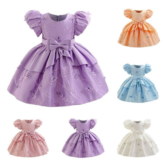 Miluxas Toddler Girls' Short Sleeve Tutu Party Dress Fashion Princess Dress for Girl White 18 Months