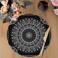 thumbnail image 3 of Black Boho Round 13 Inch Placemats Set of 4, Retro Farmhouse Neutral Abstract Geometric HeatResistant Non Slip Place Mats for Dining Table, Wipeable Braided Kitchen Table Mats for Housewarming, 3 of 9