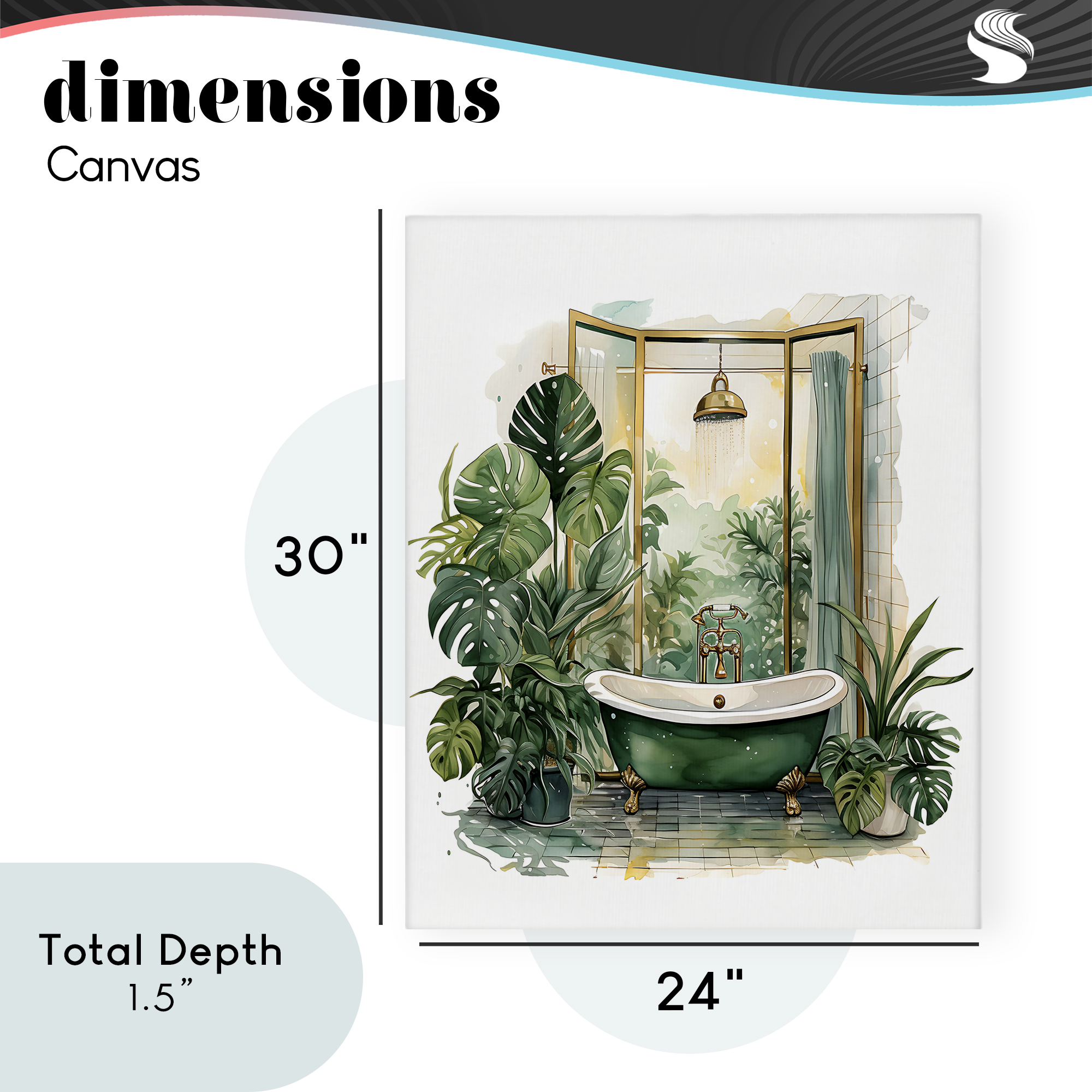 Bathtub in Tropical Oasis Canvas Wall Art, design by Lettered and Lined