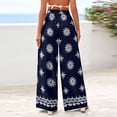 thumbnail image 5 of Women's Wide Leg Palazzo Pants 2026 Summer Boho Floral Trousers Drawstring Elastic Waist Wide Leg Pants with Pockets Spring Flowy Beach Vacation Clothes Resort Wear Lounge Pants Navy XXL, 5 of 6