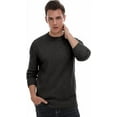 thumbnail image 3 of Puztloy Men's Sweater Crewneck Pullover Long Sleeve Lightweight Knit Soft Casual with Ribbing Edge Pullover Sweaters Dark Grey, 3 of 6